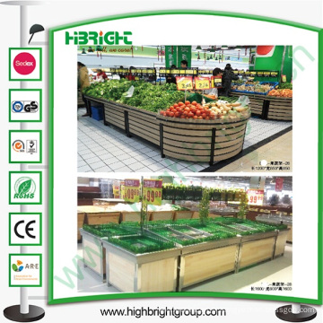 Supports d&#39;affichage de légumes de fruits de supermarché en bois